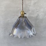 VINTAGE ANTIQUE HOLOPHANE LAMP ヴィンテージ アンティーク ホロフェーンランプ 天井照明 シーリングランプ / ライト ガラスシェード 店舗什器 アメリカ (1)