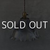 VINTAGE ANTIQUE HOLOPHANE LAMP ヴィンテージ アンティーク ホロフェーンランプ 天井照明 シーリングランプ / ライト ガラスシェード 店舗什器 アメリカ (1)