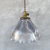 VINTAGE ANTIQUE HOLOPHANE LAMP ヴィンテージ アンティーク ホロフェーンランプ 天井照明 シーリングランプ / ライト ガラスシェード 店舗什器 アメリカ (2)