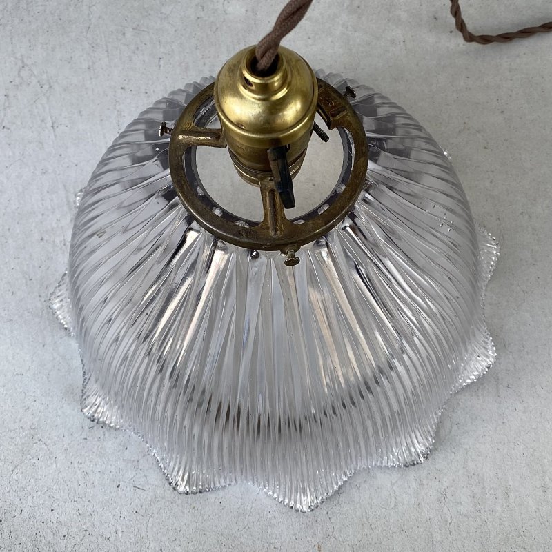 画像3: VINTAGE ANTIQUE HOLOPHANE LAMP ヴィンテージ アンティーク ホロフェーンランプ 天井照明 シーリングランプ / ライト ガラスシェード 店舗什器 アメリカ (1)