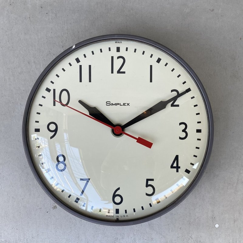 画像1: VINTAGE ANTIQUE WALL CLOCK SIMPLEX ヴィンテージ アンティーク ウォールクロック 壁掛け時計 シンプレックス / スクールクロック アイアン 鉄 丸型 店舗什器 アメリカ