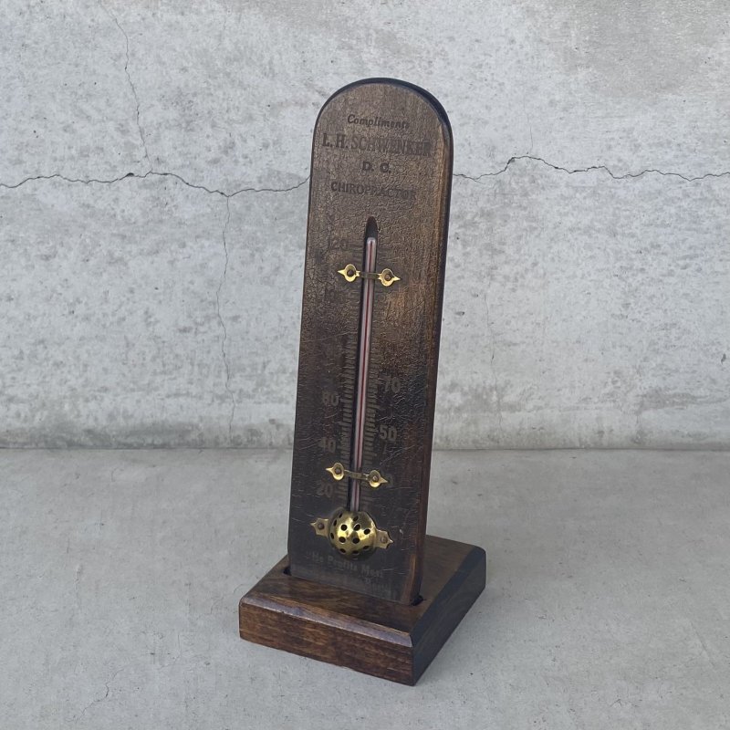 画像1: VINTAGE ANTIQUE  THERMOMETER ヴィンテージ アンティーク 温度計 サーモメーター / コレクタブル オブジェ ディスプレイ 雑貨 ウッド 木製 アメリカ (5)