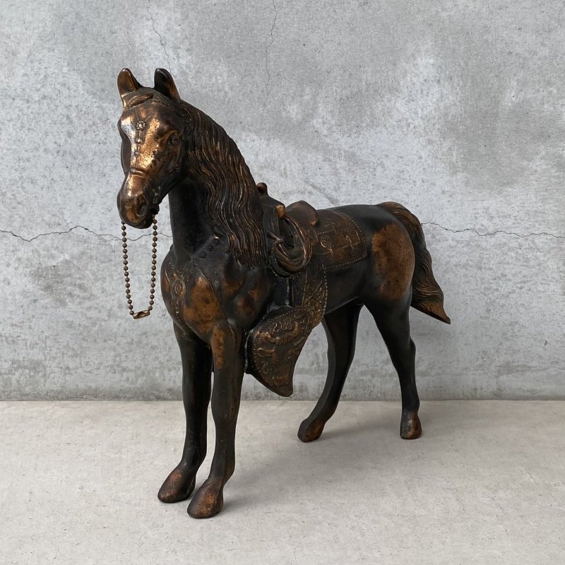 画像1: VINTAGE ANTIQUE JAPANNED HORSE FIGURE ヴィンテージ アンティーク ジャパンド ジャパンドフィニッシュ 馬 オブジェ / コレクタブル ジャパンカラー ディスプレイ 動物 アメリカ 