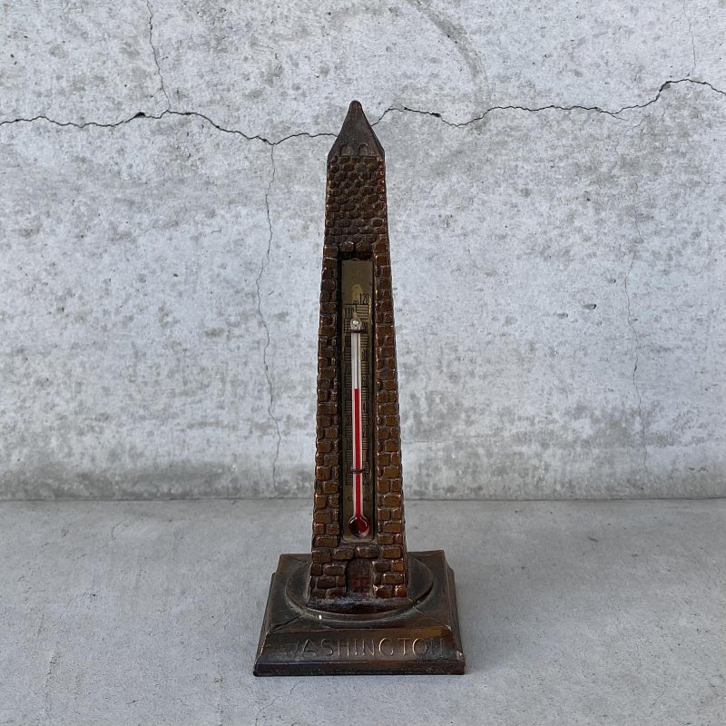 画像1: VINTAGE ANTIQUE WASHINGTON MONUMENT THERMOMETER JAPANNED ヴィンテージ アンティーク ワシントン モニュメント 温度計 ジャパンカラー / コレクタブル オブジェ ディスプレイ 記念塔 置物 アメリカ (2)