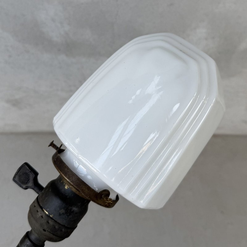 画像5: VINTAGE ANTIQUE DESKLAMP ヴィンテージ アンティーク デスクランプ スタンドライト テーブルランプ 卓上ライト 照明 / ミルクガラスシェード グースネック コレクタブル 店舗什器 アメリカ