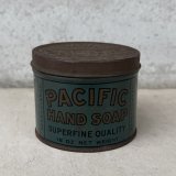 VINTAGE ANTIQUE PACIFIC HAND SOAP TIN CAN ヴィンテージ アンティーク ティン 缶 / アドバタイジング ボックス 箱 小物入れ 筒型 収納 雑貨 企業物 アメリカ