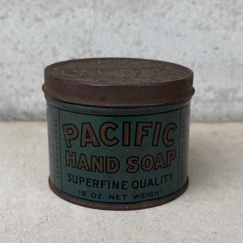 画像1: VINTAGE ANTIQUE PACIFIC HAND SOAP TIN CAN ヴィンテージ アンティーク ティン 缶 / アドバタイジング ボックス 箱 小物入れ 筒型 収納 雑貨 企業物 アメリカ