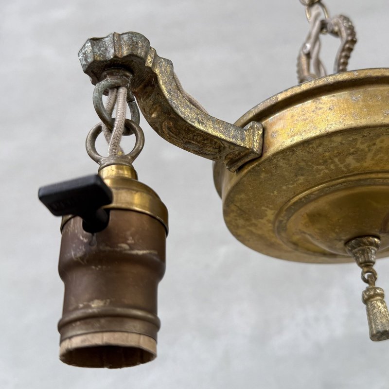 画像4: VINTAGE ANTIQUE LIGHT PERKINS ヴィンテージ アンティーク シャンデリア 吊り下げライト  シーリングランプ 天井照明 / 2灯 ライト ペンダントライト E26 店舗什器 アメリカ USA (3)