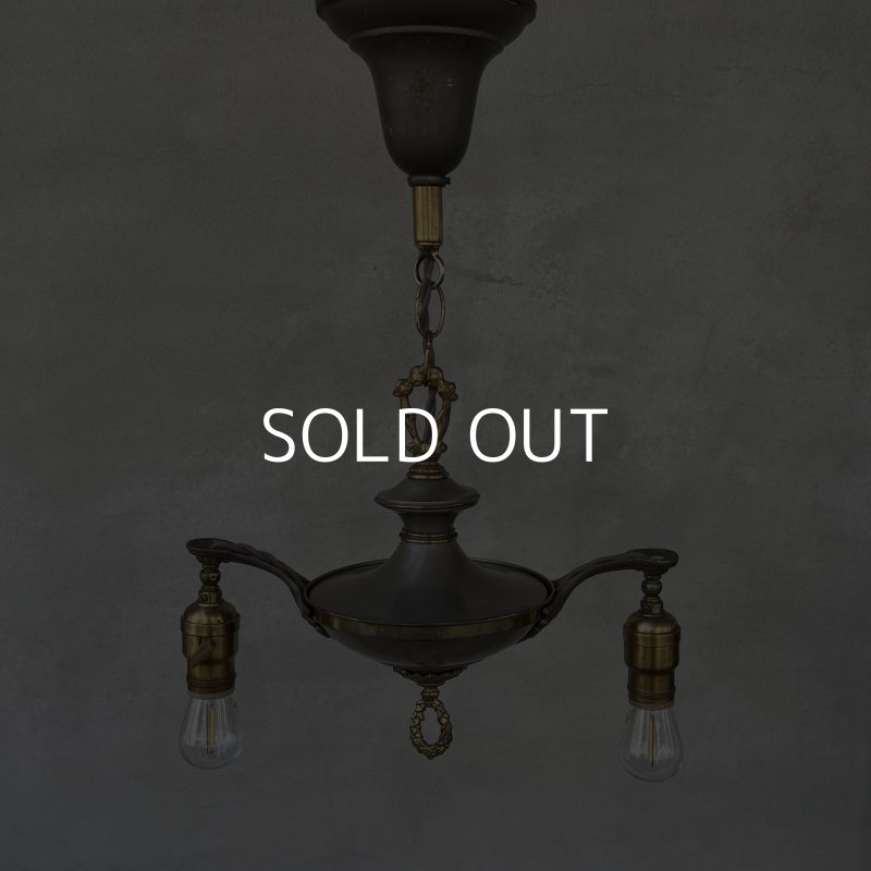 画像1: VINTAGE ANTIQUE LIGHT HUBBELL ヴィンテージ アンティーク シャンデリア 吊り下げライト  シーリングランプ 天井照明 / 2灯 ライト ペンダントライト E26 店舗什器 アメリカ USA (1)