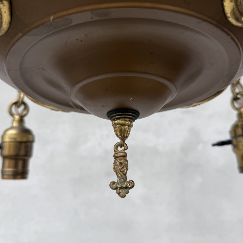 画像4: VINTAGE ANTIQUE LIGHT  ヴィンテージ アンティーク シャンデリア 吊り下げライト シーリングランプ 天井照明 / 4灯 GE ライト ペンダントライト 真鍮 E26 店舗什器 アメリカ USA (1)