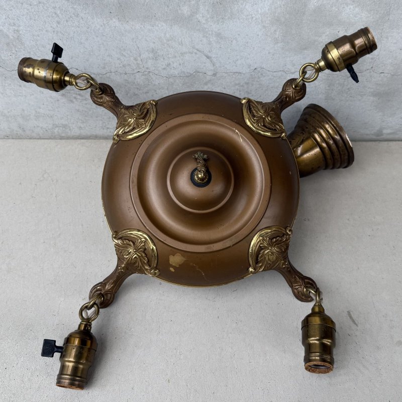 画像3: VINTAGE ANTIQUE LIGHT  ヴィンテージ アンティーク シャンデリア 吊り下げライト シーリングランプ 天井照明 / 4灯 GE ライト ペンダントライト 真鍮 E26 店舗什器 アメリカ USA (1)