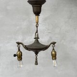 VINTAGE ANTIQUE LIGHT ヴィンテージ アンティーク シャンデリア 吊り下げライト  照明 / 2灯 ライト ペンダントライト 天井照明 店舗什器 アメリカ USA (2)