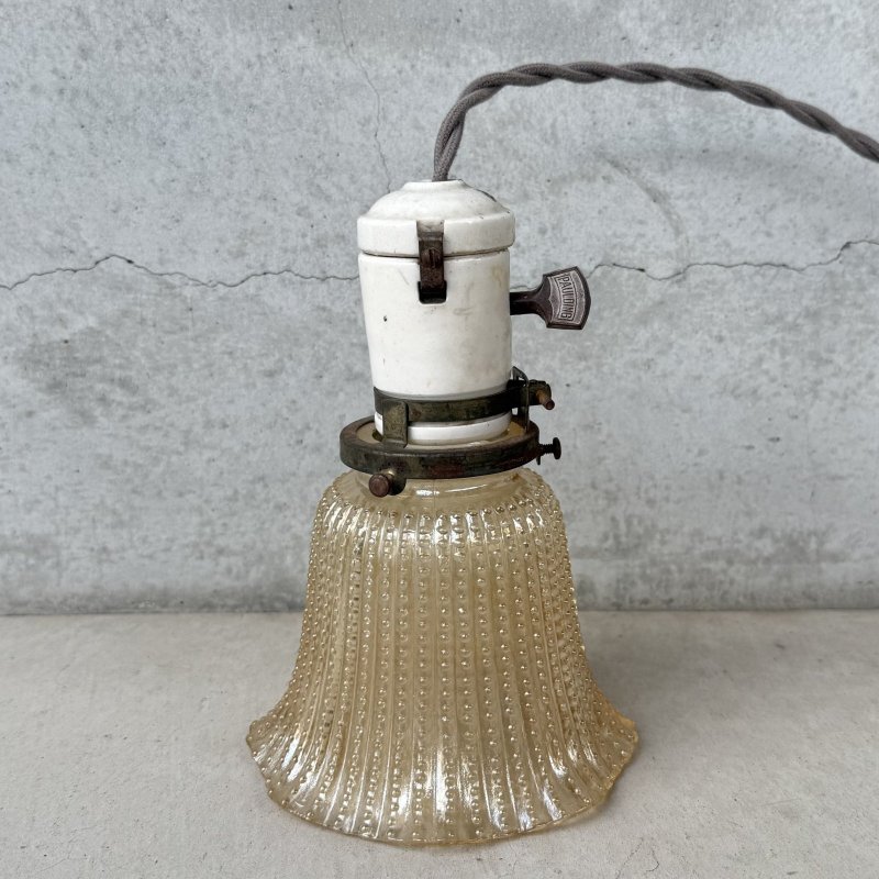 画像3: VINTAGE ANTIQUE LAMP ヴィンテージ アンティーク 吊り下げライト 天井照明 / ライト ペンダントライト ポーセリン ガラスシェード E26 店舗什器 アメリカ (3)