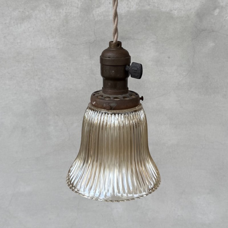 画像1: VINTAGE ANTIQUE LAMP ヴィンテージ アンティーク 吊り下げライト 天井照明 / ライト ペンダントライト ガラスシェード E26 店舗什器 アメリカ (2)