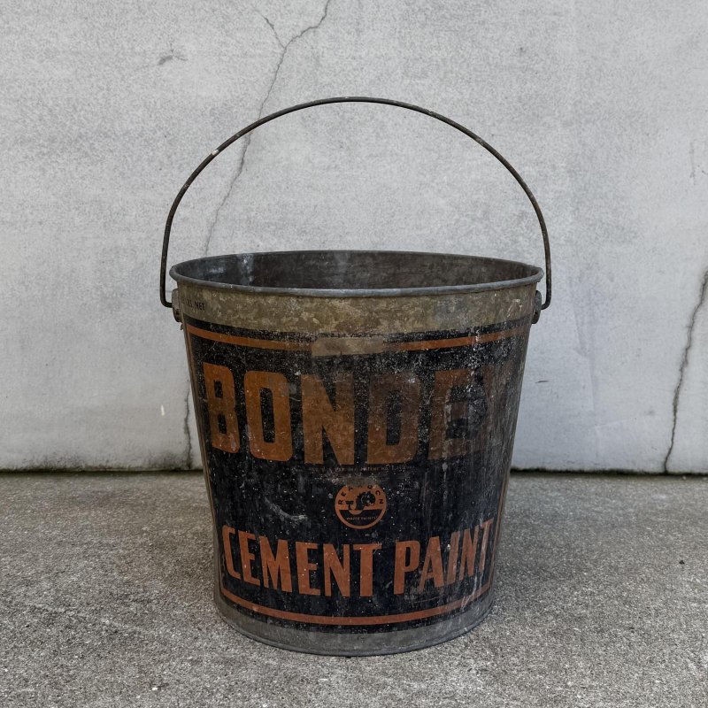 画像1: VINTAGE ANTIQUE BONDEX CEMENT PAINT BUCKET ヴィンテージ アンティーク セメントペイント バケツ / 缶 インダストリアル アドバタイジング ブリキ ディスプレイ 企業物 店舗什器 アメリカ