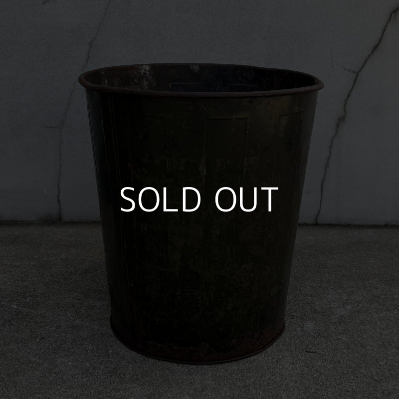画像3: VINTAGE ANTIQUE TRASH CAN BUCKET ヴィンテージ アンティーク ゴミ箱 ダストボックス バケツ / 缶 インダストリアル 収納 カーキ 店舗什器 アメリカ (2)