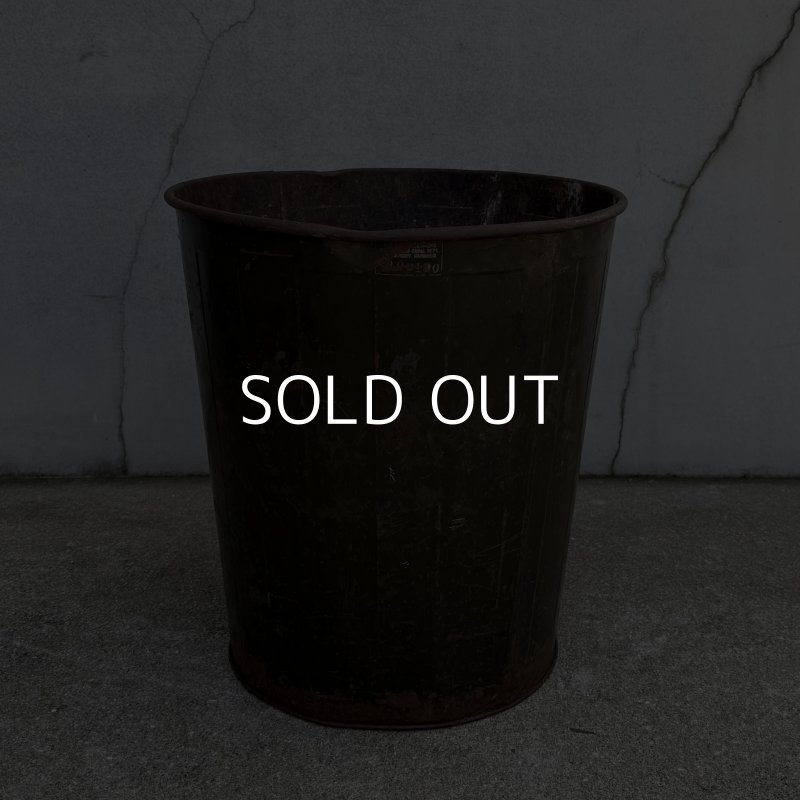 画像1: VINTAGE ANTIQUE TRASH CAN BUCKET ヴィンテージ アンティーク ゴミ箱 ダストボックス バケツ / 缶 インダストリアル 収納 カーキ 店舗什器 アメリカ (2)