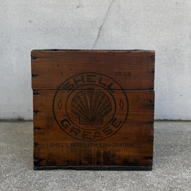 画像2: VINTAGE ANTIQUE WOOD CRATE WOODEN BOX SHELL ヴィンテージ アンティーク シェル ウッドボックス 木箱 /  コレクタブル アドバタイジング モーター系 ガレージ インテリア ケース 収納 店舗什器 企業物 アメリカ USA 