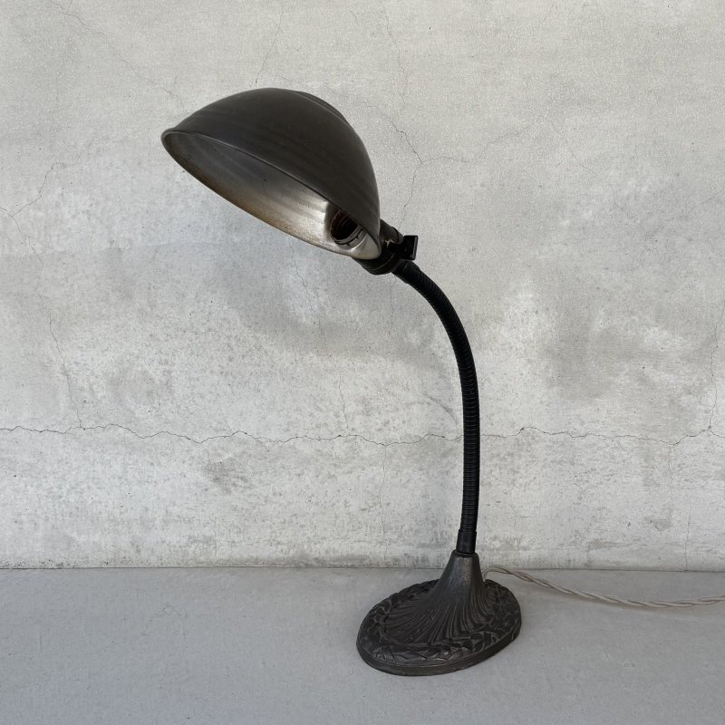 画像1: VINTAGE ANTIQUE DESKLAMP GE ヴィンテージ アンティーク デスクランプ スタンドライト 卓上ライト テーブルランプ 照明 / グースネック アイアン E26 店舗什器 アメリカ (2)