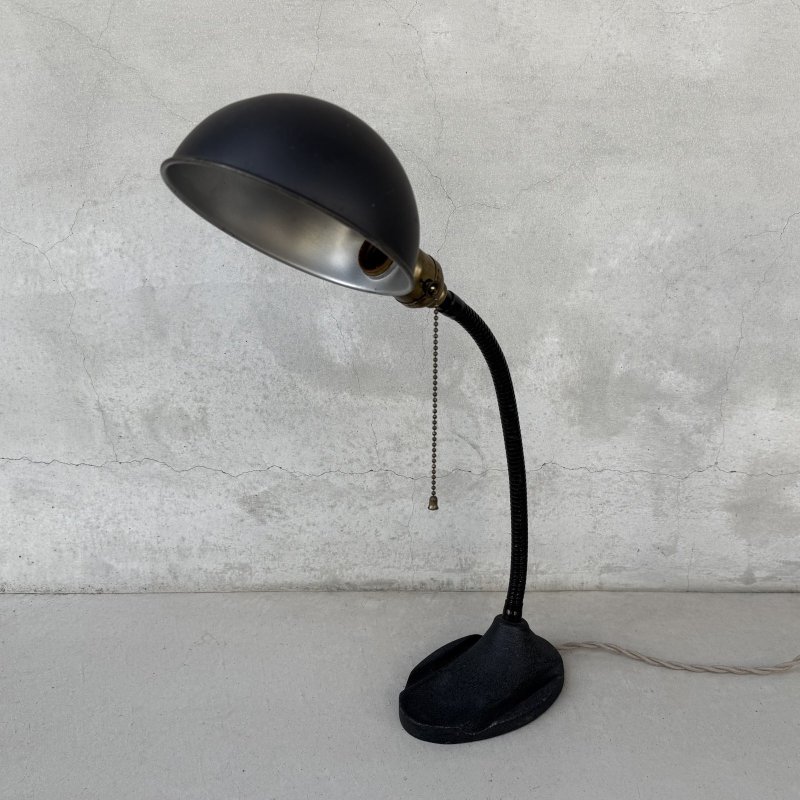 画像1: VINTAGE ANTIQUE DESKLAMP BRYANT ヴィンテージ アンティーク デスクランプ スタンドライト 卓上ライト テーブルランプ 照明 / グースネック アイアン 黒色 E26 店舗什器 アメリカ