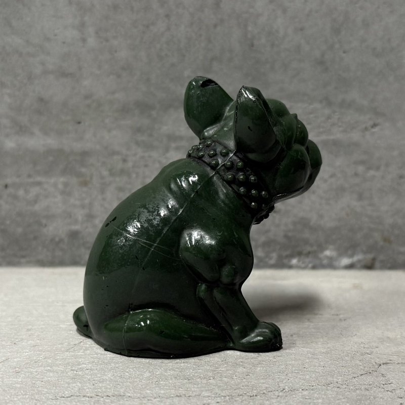 画像4: VINTAGE ANTIQUE  BULLDOG ヴィンテージ アンティーク フレンチブルドッグ オブジェ / コレクタブル ディスプレイ インテリア ガラス グリーン 置物 犬 動物 緑 アメリカ (1)