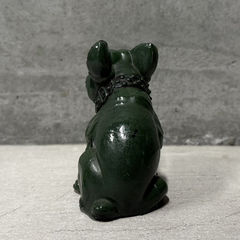 画像3: VINTAGE ANTIQUE  BULLDOG ヴィンテージ アンティーク フレンチブルドッグ オブジェ / コレクタブル ディスプレイ インテリア ガラス グリーン 置物 犬 動物 緑 アメリカ (1)
