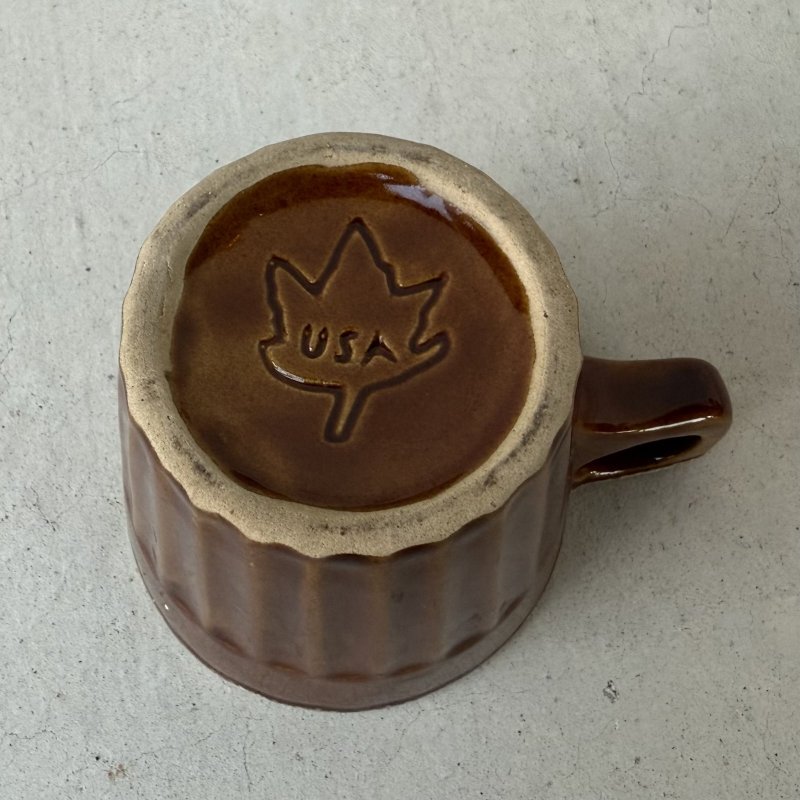 画像6: VINTAGE ANTIQUE POTTERY MUGCUP ヴィンテージ アンティーク マグカップ コップ 食器 陶器 / コーヒーカップ  ブラウン 茶色 楓 カフェ 喫茶店 店舗什器 アメリカ (8)