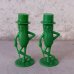 画像1: VINTAGE ANTIQUE PLANTERS MR PEANUT ヴィンテージ アンティーク ミスターピーナッツ ソルト＆ペッパー 塩胡椒入れ / コレクタブル キャラクター オブジェ ディスプレイ 緑色 雑貨 企業物 アメリカ (1)