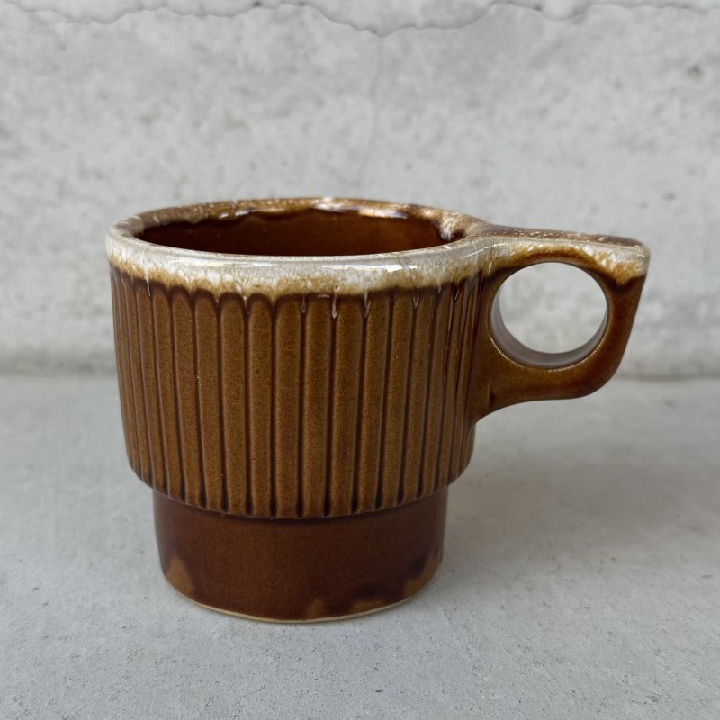 画像1: VINTAGE ANTIQUE POTTERY MUGCUP ヴィンテージ アンティーク マグカップ コップ 食器 陶器 / コーヒーカップ  ブラウン 茶色 楓 カフェ 喫茶店 店舗什器 アメリカ (7)