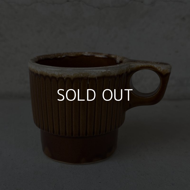 画像1: VINTAGE ANTIQUE POTTERY MUGCUP ヴィンテージ アンティーク マグカップ コップ 食器 陶器 / コーヒーカップ  ブラウン 茶色 楓 カフェ 喫茶店 店舗什器 アメリカ (7)