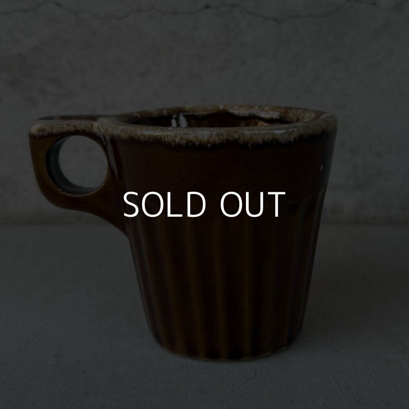 画像2: VINTAGE ANTIQUE POTTERY MUGCUP ヴィンテージ アンティーク マグカップ コップ 食器 陶器 / コーヒーカップ  ブラウン 茶色 楓 カフェ 喫茶店 店舗什器 アメリカ (8)