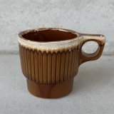 VINTAGE ANTIQUE POTTERY MUGCUP ヴィンテージ アンティーク マグカップ コップ 食器 陶器 / コーヒーカップ  ブラウン 茶色 楓 カフェ 喫茶店 店舗什器 アメリカ (6)