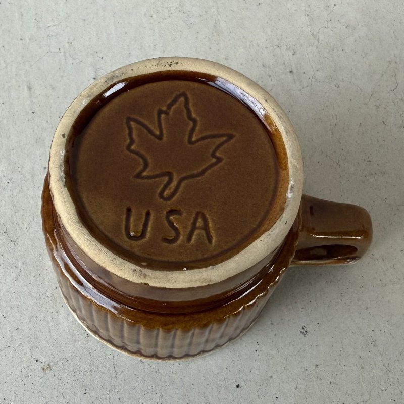 画像6: VINTAGE ANTIQUE POTTERY MUGCUP ヴィンテージ アンティーク マグカップ コップ 食器 陶器 / コーヒーカップ  ブラウン 茶色 楓 カフェ 喫茶店 店舗什器 アメリカ (6)