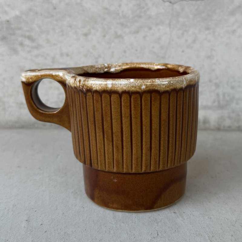 画像2: VINTAGE ANTIQUE POTTERY MUGCUP ヴィンテージ アンティーク マグカップ コップ 食器 陶器 / コーヒーカップ  ブラウン 茶色 楓 カフェ 喫茶店 店舗什器 アメリカ (7)
