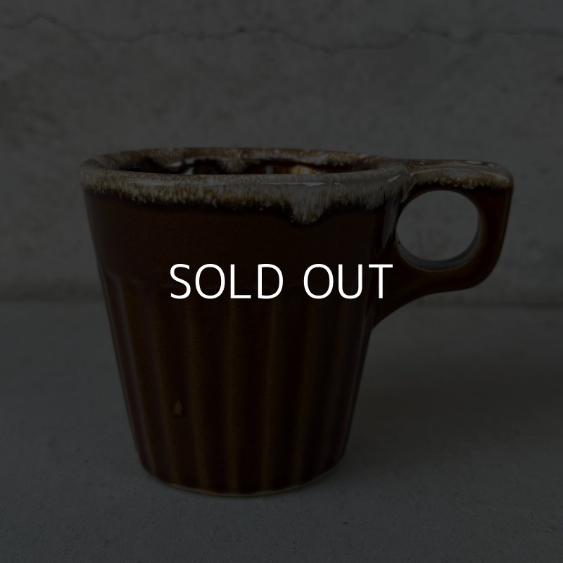 画像1: VINTAGE ANTIQUE POTTERY MUGCUP ヴィンテージ アンティーク マグカップ コップ 食器 陶器 / コーヒーカップ  ブラウン 茶色 楓 カフェ 喫茶店 店舗什器 アメリカ (8)