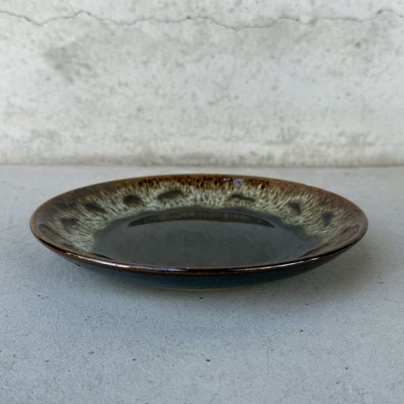 画像3: VINTAGE ANTIQUE PLATE POTTERY ヴィンテージ アンティーク プレート 皿 陶器 食器 / トレー 丸皿 ブラウン 茶色 カフェ 喫茶店 店舗什器 アメリカ USA (4)