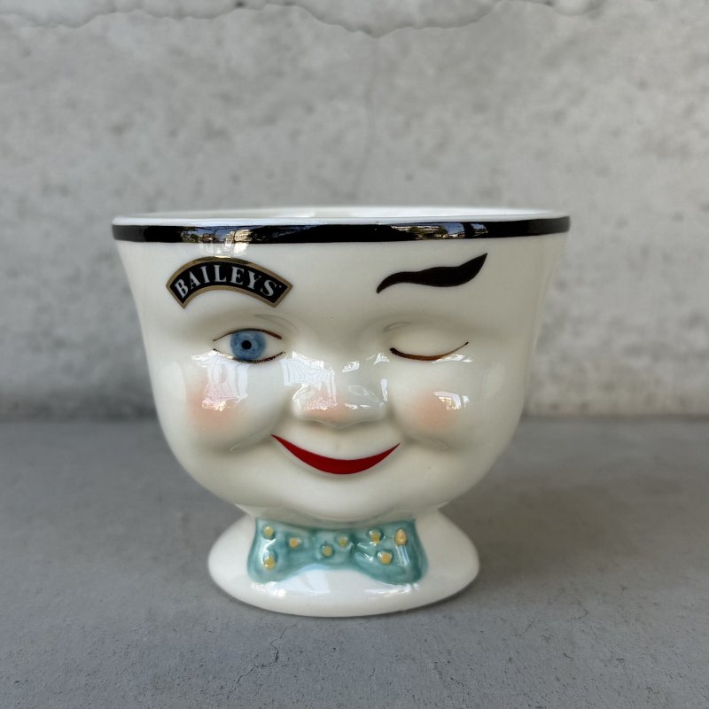 画像1: VINTAGE ANTIQUE BAILEYS SUGAR POT ヴィンテージ アンティーク ベイリーズ フェイスカップ シュガーポット / コレクタブル オブジェ ティーカップ マグカップ ノベルティ 1996年限定 陶器 食器 雑貨 (1)