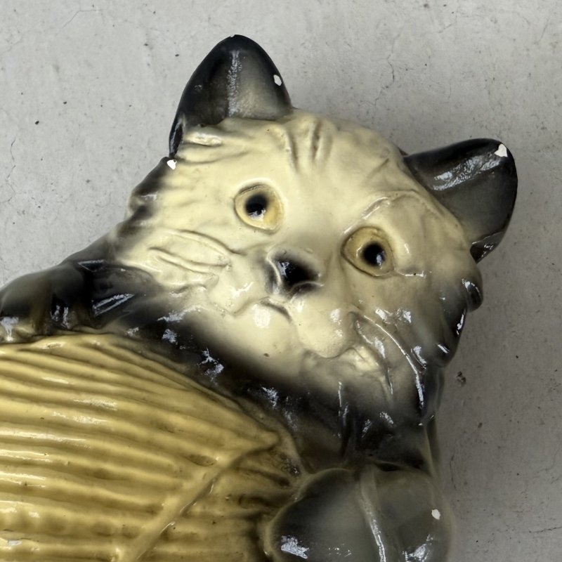 画像8: VINTAGE ANTIQUE CHALKWEAR CAT ヴィンテージ アンティーク チョークウェア 猫 ねこ オブジェ / コレクタブル ディスプレイ インテリア ストリングホルダー 毛糸ホルダー 置物 動物 アメリカ