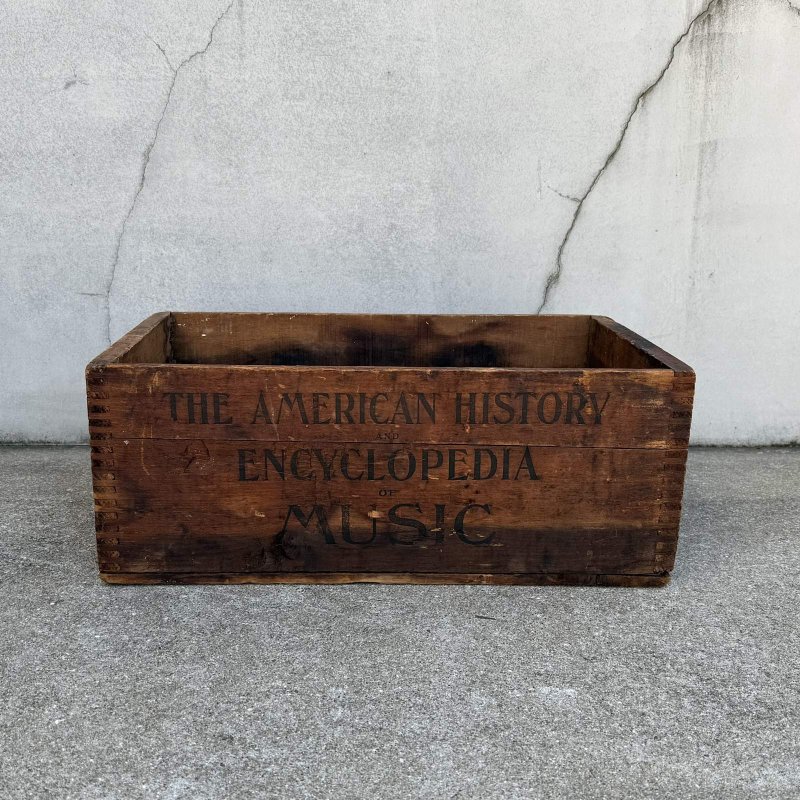 画像1: VINTAGE ANTIQUE WOOD CRATE WOODEN BOX THE AMERICAN HISTORY AND ENCYCLOPEDIA OF MUSIC ヴィンテージ アンティーク ウッドボックス 木箱 / コレクタブル 収納 ケース 店舗什器 アメリカ USA 