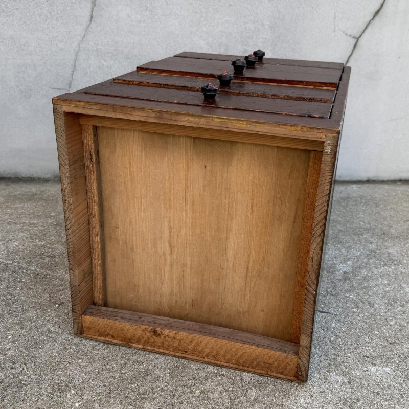 画像7: アンティーク 昭和レトロ 古道具 小引き出し 棚 チェスト / レターケース 書類入れ ５段 木製 収納 家具 古民家 蔵 うぶだし