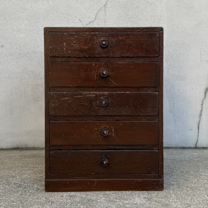 画像2: アンティーク 昭和レトロ 古道具 小引き出し 棚 チェスト / レターケース 書類入れ ５段 木製 収納 家具 古民家 蔵 うぶだし