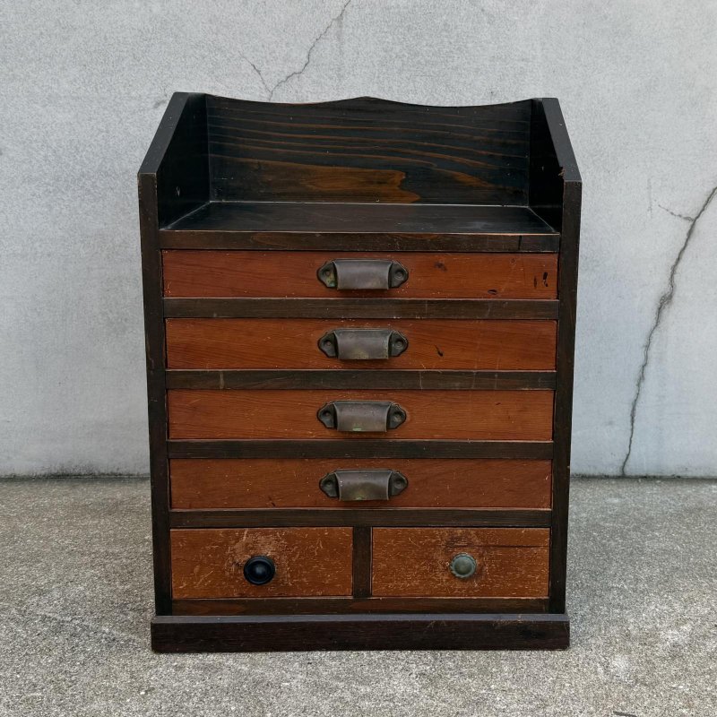 画像2: アンティーク 昭和レトロ 古道具 引き出し 小箪笥 / 木製 収納 棚 家具 和箪笥 小物入れ 古民家 蔵 うぶだし