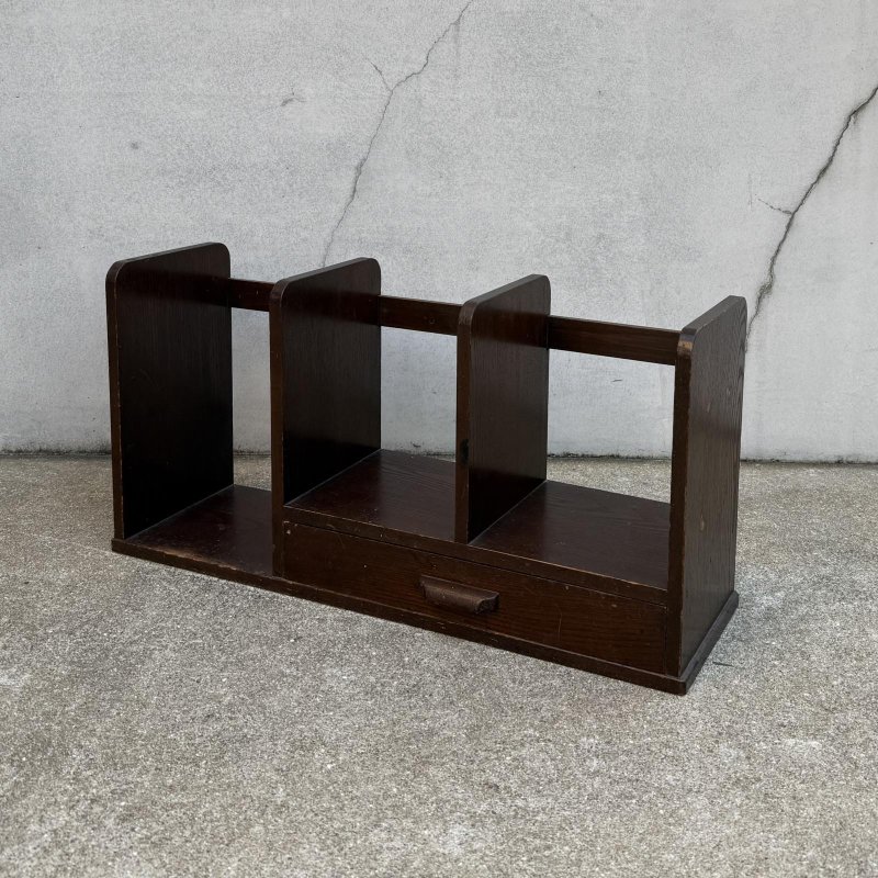 画像1: アンティーク 昭和レトロ 古道具 本立て 本棚 ブックスタンド / インテリア 収納 木製 家具 古民家 蔵 うぶだし