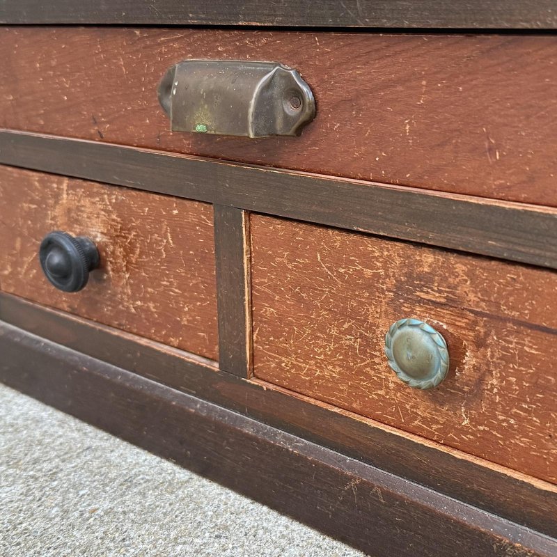 画像9: アンティーク 昭和レトロ 古道具 引き出し 小箪笥 / 木製 収納 棚 家具 和箪笥 小物入れ 古民家 蔵 うぶだし