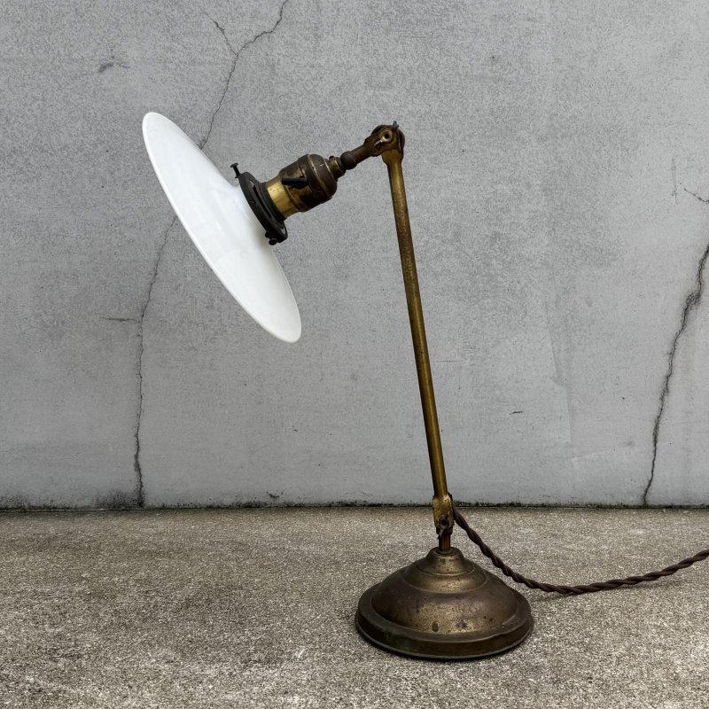 画像5: VINTAGE ANTIQUE FARIES DESKLAMP STANDLIGHT ヴィンテージ アンティーク フェアリーズ デスクライト スタンドライト 卓上照明 / コレクタル テーブルランプ ブラス ミルクガラスシェード 真鍮 E26 店舗什器 アメリカ 