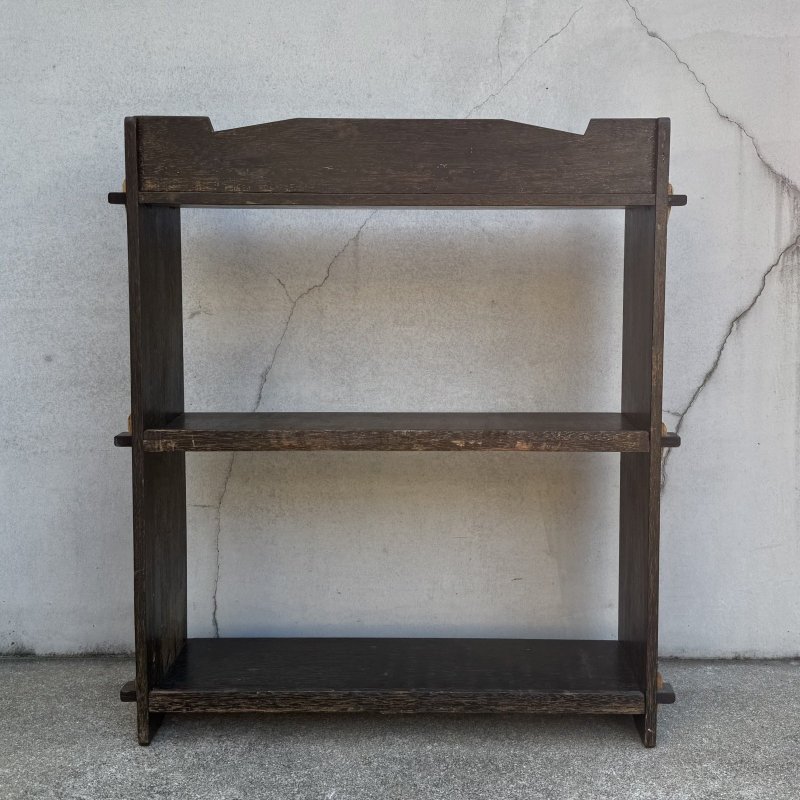 画像2: ANTIQUE VINTAGE アンティーク ヴィンテージ 昭和レトロ 古道具 くさび棚 楔棚 本棚 / 木製 収納 3段 棚 家具 古家具 古民家 蔵 うぶだし