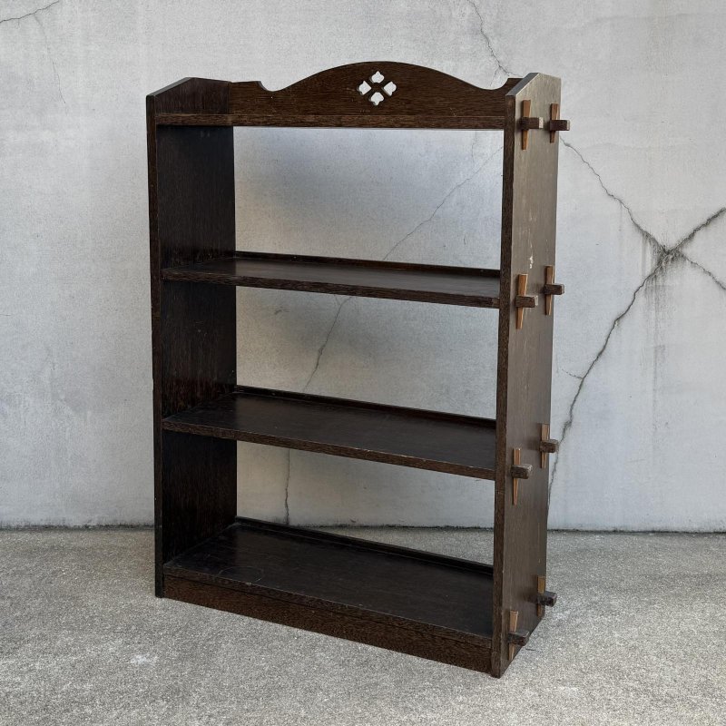 画像1: ANTIQUE VINTAGE アンティーク ヴィンテージ 昭和レトロ 古道具 くさび棚 楔棚 本棚 / 木製 収納 4段 棚 家具 古家具 古民家 蔵 うぶだし