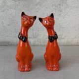 VINTAGE ANTIQUE CAT SALT AND PEPPER SHAKERS ヴィンテージ アンティーク 猫 ねこ ソルト＆ペッパー 塩胡椒入れ / 陶器 コレクタブル オブジェ 置物 雑貨 輸出用 日本製 JAPAN