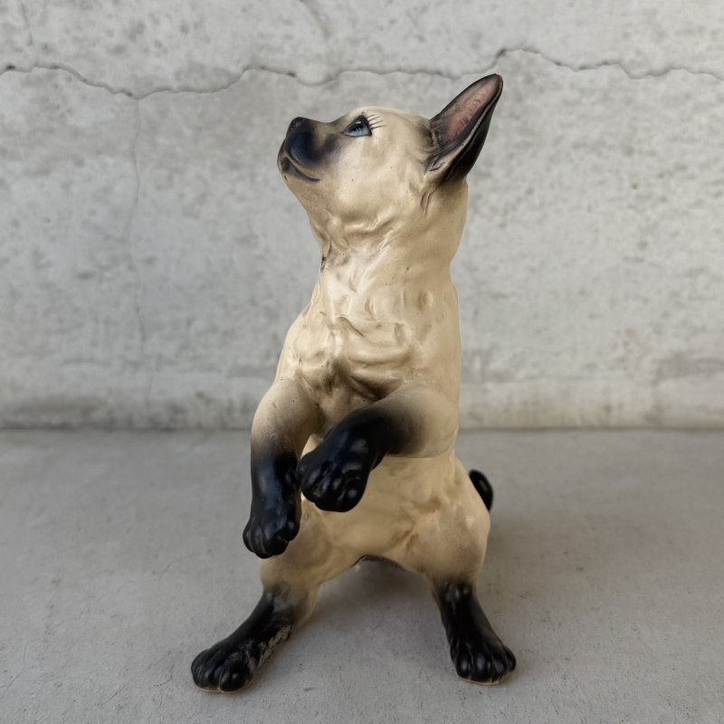 画像2: VINTAGE ANTIQUE LEFTON CAT FIGURINE ヴィンテージ アンティーク 猫 ネコ オブジェ 置物 / コレクタブル シャムネコ インテリア 陶器 雑貨 輸出用 日本製 JAPAN