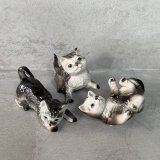 VINTAGE ANTIQUE CAT FIGURINE ヴィンテージ アンティーク 猫 ネコ オブジェ 陶器 / コレクタブル インテリア 子猫 置物 雑貨 3匹 セット アメリカ 